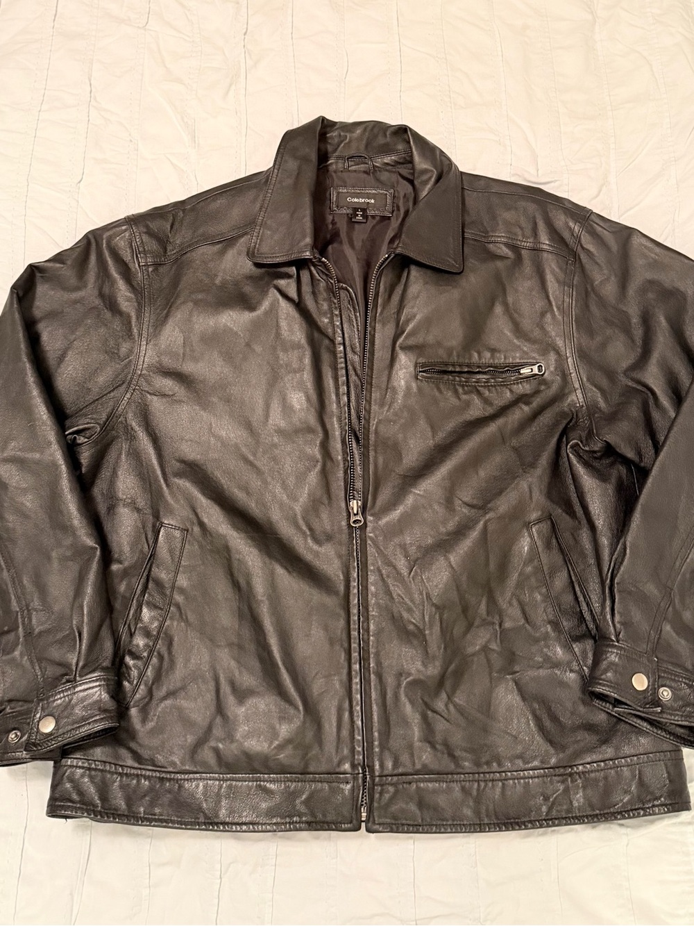 Colebrook Men's Black Leather Bomber Jacket